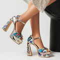FEINLINA Women's Color-Blocked High-Heeled Sandals with Sequin/Peep Toe & Chunky Heel boots for women vivet boots