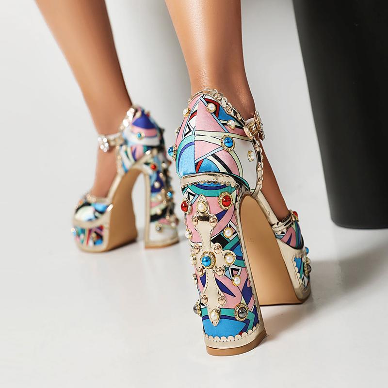 FEINLINA Women's Color-Blocked High-Heeled Sandals with Sequin/Peep Toe & Chunky Heel boots for women vivet boots